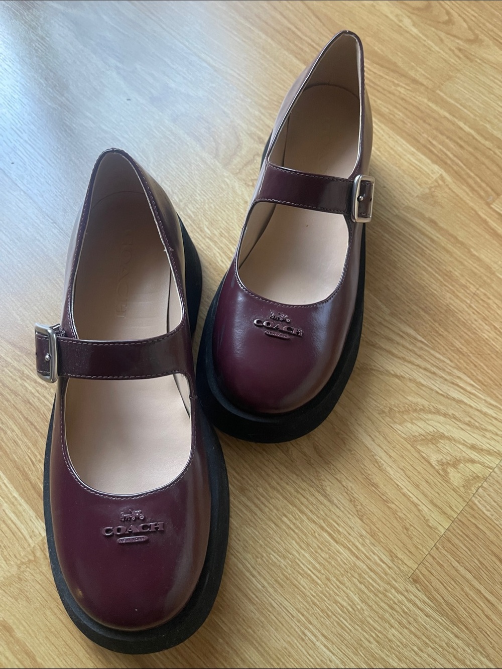Coach Women’s Mary Jane Shoes in Burgundy and Black